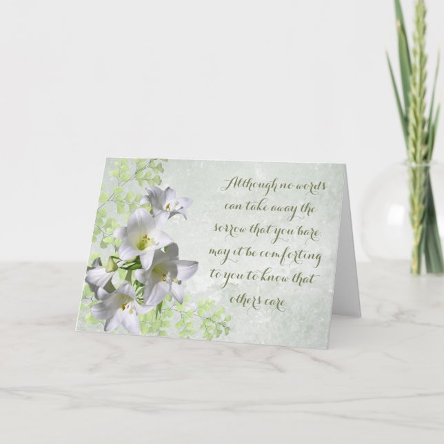 Weiße Lilien, wissen, dass andere Beileid pflegen Karte (Vorderseite)