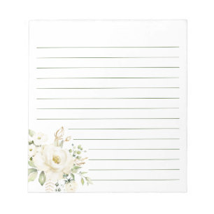 Weiße Lilienblumen Florale Pfingstrose Weibliche L Notizblock