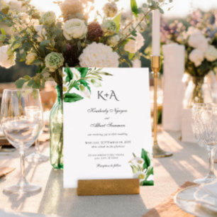 Weiße Lilienschriftzug-Hochzeitstypografie Einladung