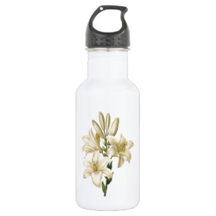 Weiße Liliumkandidatin von Redouté Edelstahlflasche