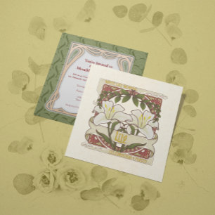 Weiße Lily-Blume bedeutet Vintage dunkelgrüne Farb Einladung