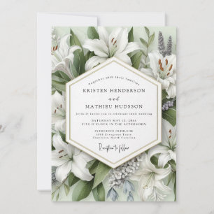 Weiße Lily Botanische Romanze Hochzeit Einladung