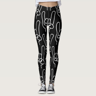 Weiße Linie für Schwermetall-Teufel-Hörner Leggings