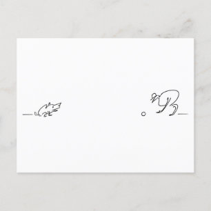 Weiße Linie Zeichn eines Hundes, der die Fettzeile Postkarte