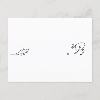 Weiße Linie Zeichn eines Hundes, der die Fettzeile Postkarte