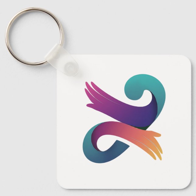 Weiße Linien mit grünem Leaf und Grafikdesign Schlüsselanhänger (Vorderseite)