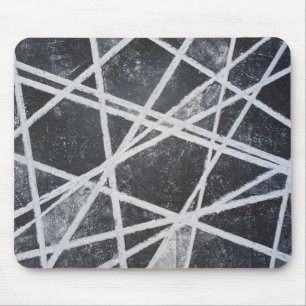 Weiße Linien Schwarze Räume cool abstrakt Mousepad