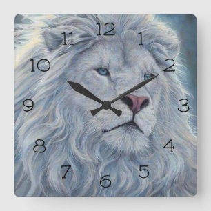 Weiße Lion Quadratische Wanduhr