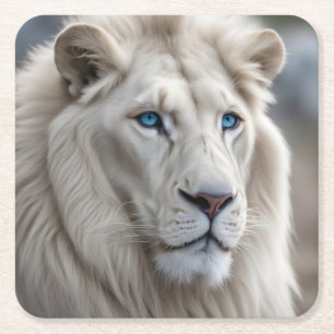 Weiße Lion Rechteckiger Pappuntersetzer