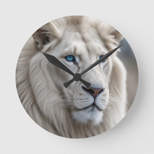 Weiße Lion Runde Wanduhr (Vorderseite)