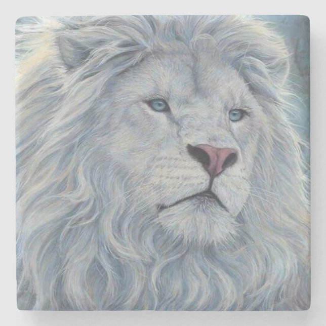 Weiße Lion Steinuntersetzer (Vorderseite)