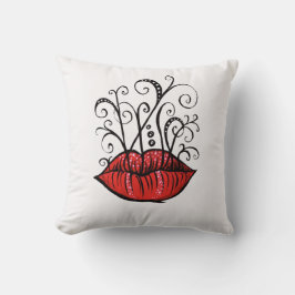 Weiße Lips Tinte Zeichnend Tattoo Style Kissen