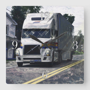 Weiße LKW-Fahrer Wall Clock Quadratische Wanduhr