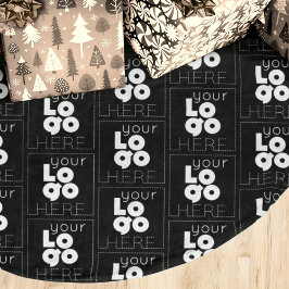 Weiße Logo-Muster für benutzerdefinierte Unternehm Polyester Weihnachtsbaumdecke