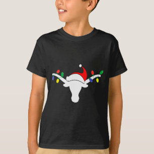Weiße Longhorn-Weihnachtslichter Santa Hut Horn Am T-Shirt
