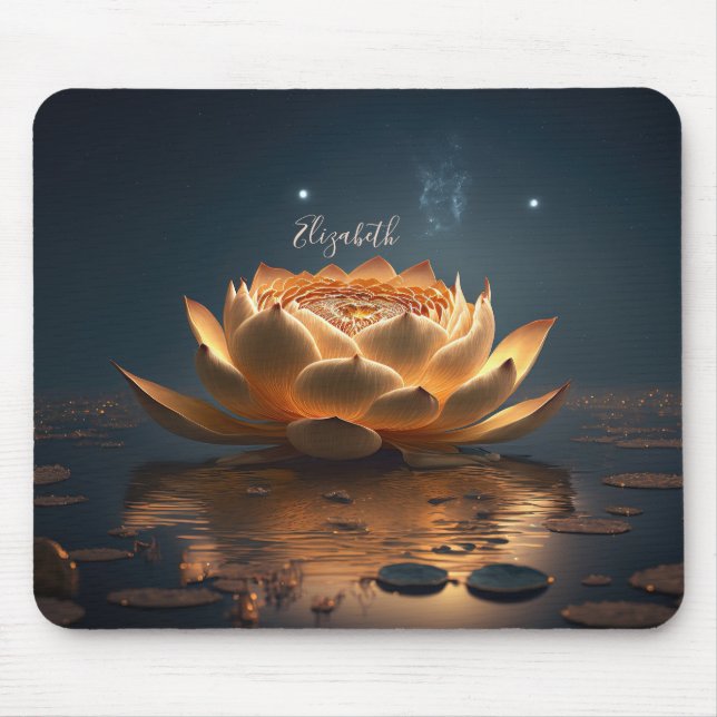 Weiße Lotus Blume Dunkel, Zen Mousepad (Vorne)