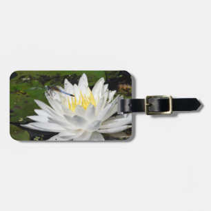 Weiße Lotus-Blume und Blaue Libelle Gepäckanhänger