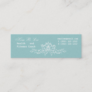 Weiße Lotus Floral Aquamarin Blue Mini Visitenkarte
