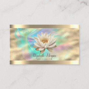 Weiße Lotus-Goldstreifen-Roségold-Holografie-Tinte Visitenkarte