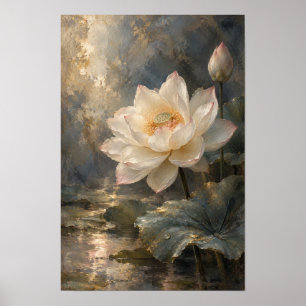 Weiße Lotus-Teich-Feinwandkunst Poster