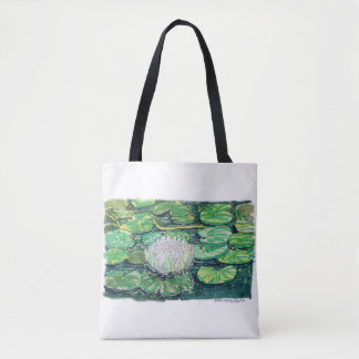 Weiße Lotus und Seerosenblätter
