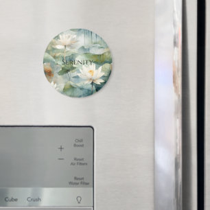 Weiße Lotusblumen Grüne Ruhe Magnet