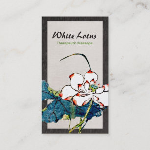 Weiße Lotusblumen-Massagetherapeutin im Vintage-St Visitenkarte