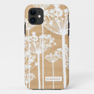 Weiße Löwenzahnblumen auf Holzmuster iPhone 5s Hül Case-Mate iPhone Hülle