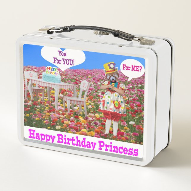 weiße Lunchbox. Herzlichen Glückwunsch zum Geburts Metall Brotdose (Rückseite)