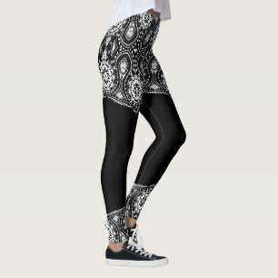 Weiße Mädchen auf veränderbarem schwarzen Hintergr Leggings