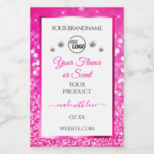 Weiße Mädchen-Rosa Glitter-Produktlabel-Logo-Juwel Lebensmitteletikett