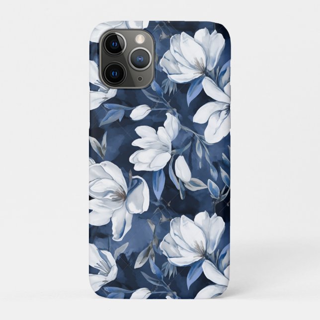 Weiße Magnolia-Blume, blauer Hintergrund Case-Mate iPhone Hülle (Rückseite)