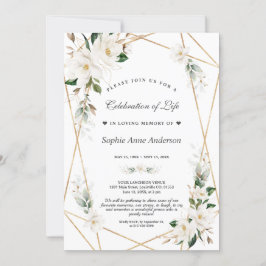 Weiße Magnolia-Blume Goldene Feier des Lebens Einladung