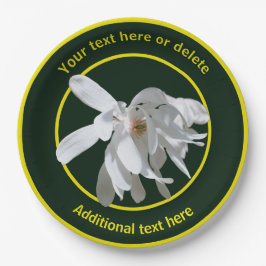 Weiße Magnolia Blume Natur Personalisiertes Party Pappteller