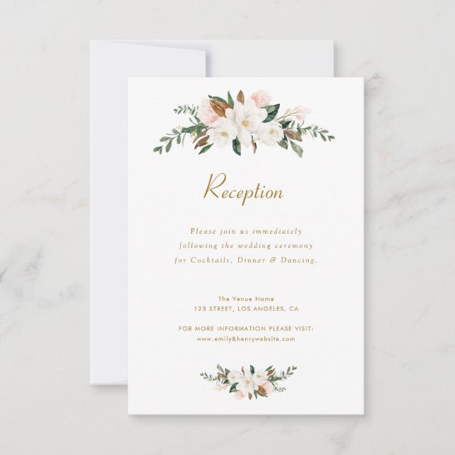 weiße Magnolia Blumen Hochzeitskarte RSVP Karte (Vorderseite)