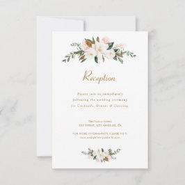 weiße Magnolia Blumen Hochzeitskarte RSVP Karte