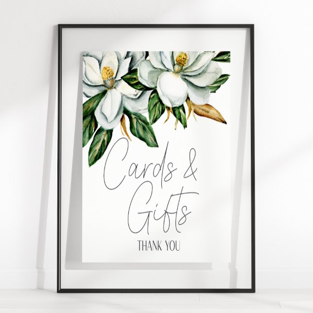 Weiße Magnolia Blumenkarte & Geschenkzeichen Poster (Von Creator hochgeladen)