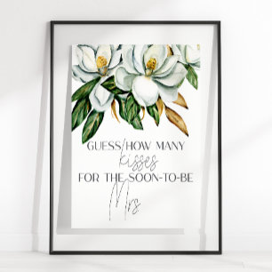Weiße Magnolie Blumenratespiel: Wie viele Küsse? Poster