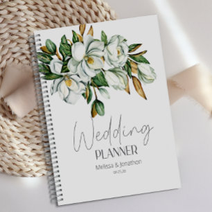 Weiße Magnolie Florale Rustikale Hochzeitsplanerin Planer