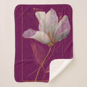 Weiße Magnolie Goldlinien Magenta Sherpadecke