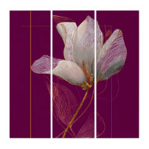 Weiße Magnolie Goldlinien Magenta