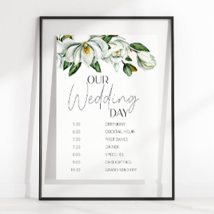 Weiße Magnolie Rustikale Florale Hochzeitsplanung Poster
