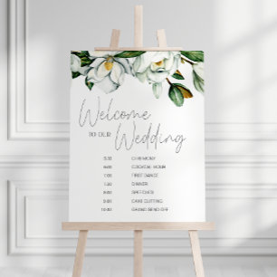 Weiße Magnolie Rustikale Florale Hochzeitsplanung Poster
