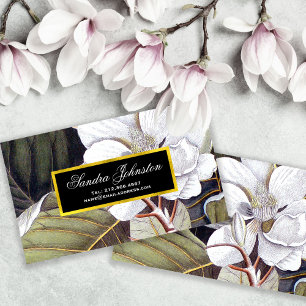 Weiße Magnolie Vintage Botanik Visitenkarte