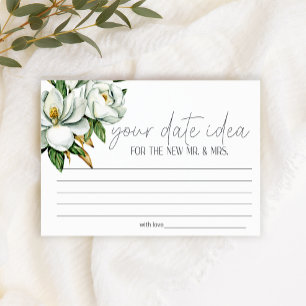 Weiße Magnolien-Blumen-Date-Night-Idee-Duschspiel Briefpapier