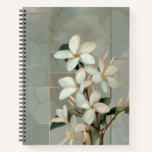Weiße Magnolien-Blumen-Gold-Linien-Marmor