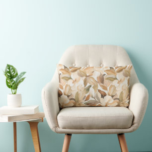 Weiße Magnolien mit Tan Moderner Kunst Lendenkissen