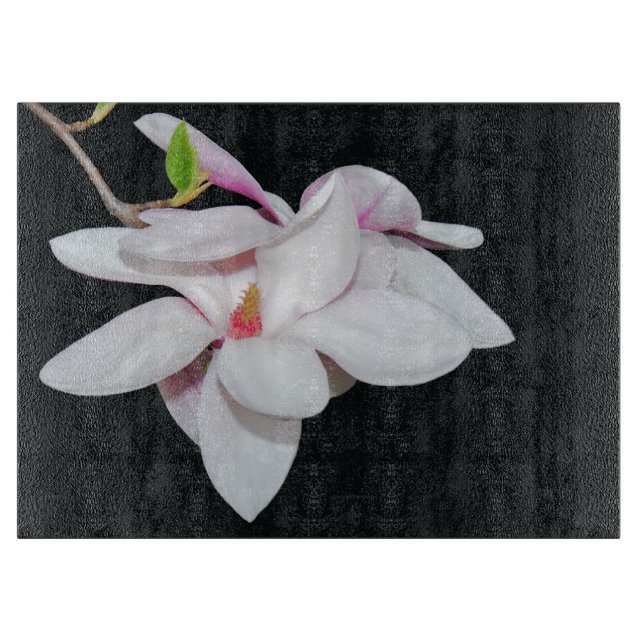 Weiße Magnolien Schneidebrett (Vorderseite)