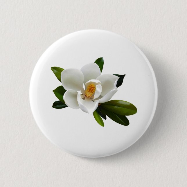 weiße Magnolienblüte Button (Vorderseite)