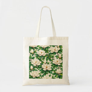 Weiße Magnolienblüten Botanisches Floralmuster Tragetasche